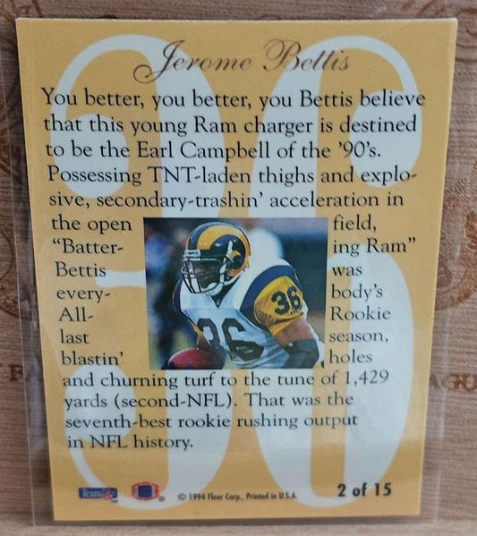 1994 Ultra Flair Hot Numbers #2 Jerome Bettis