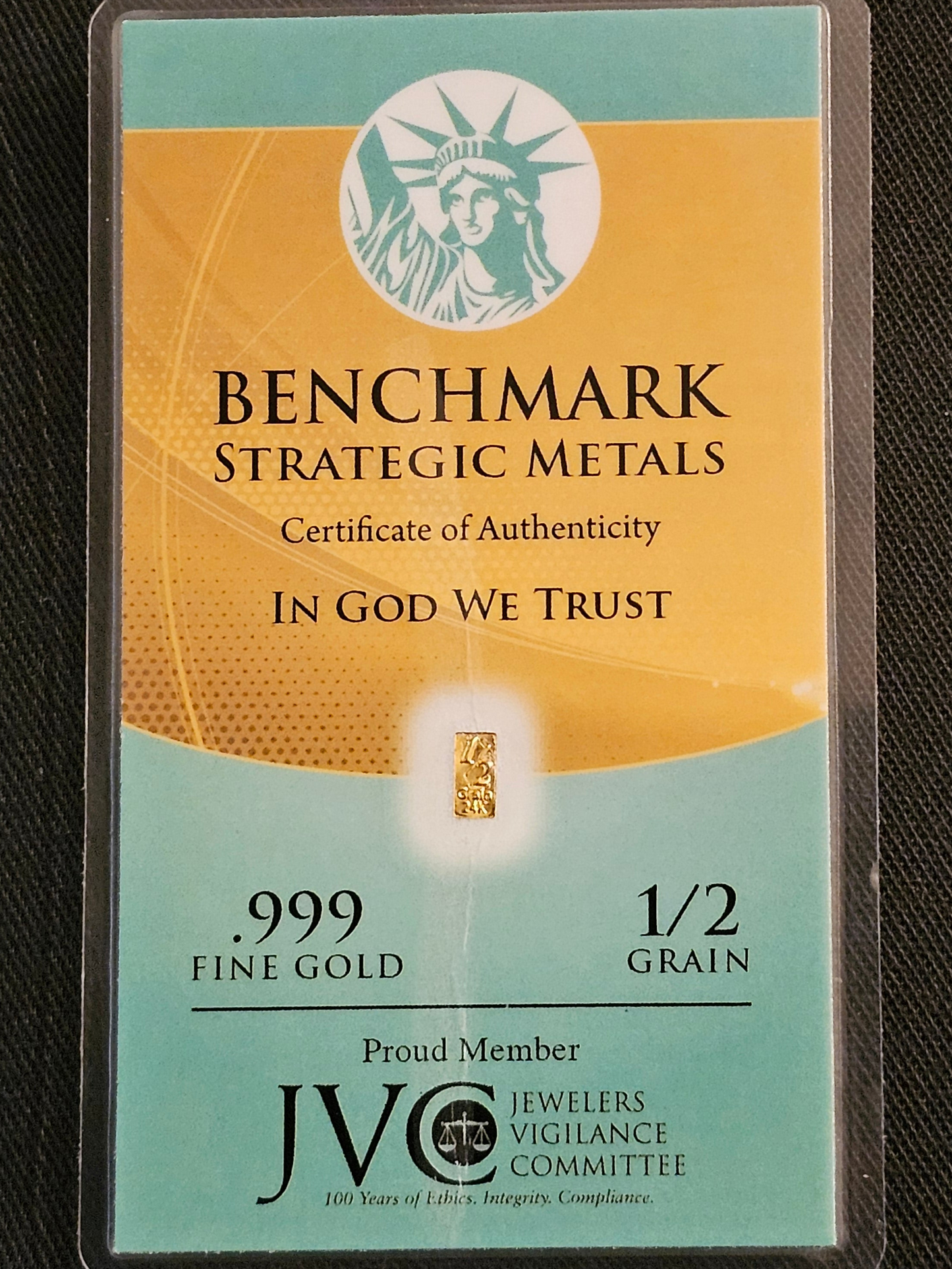 .999 Fine Gold 1/2 GRAIN