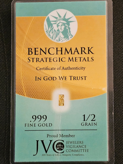 .999 Fine Gold 1/2 GRAIN