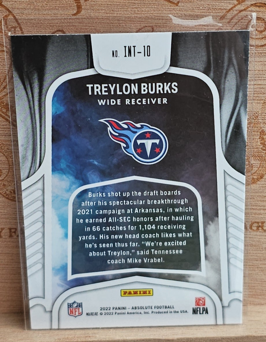 Panini 2022 Absolute Football Introductions Treylon Burks Titans Rookie #INT-10